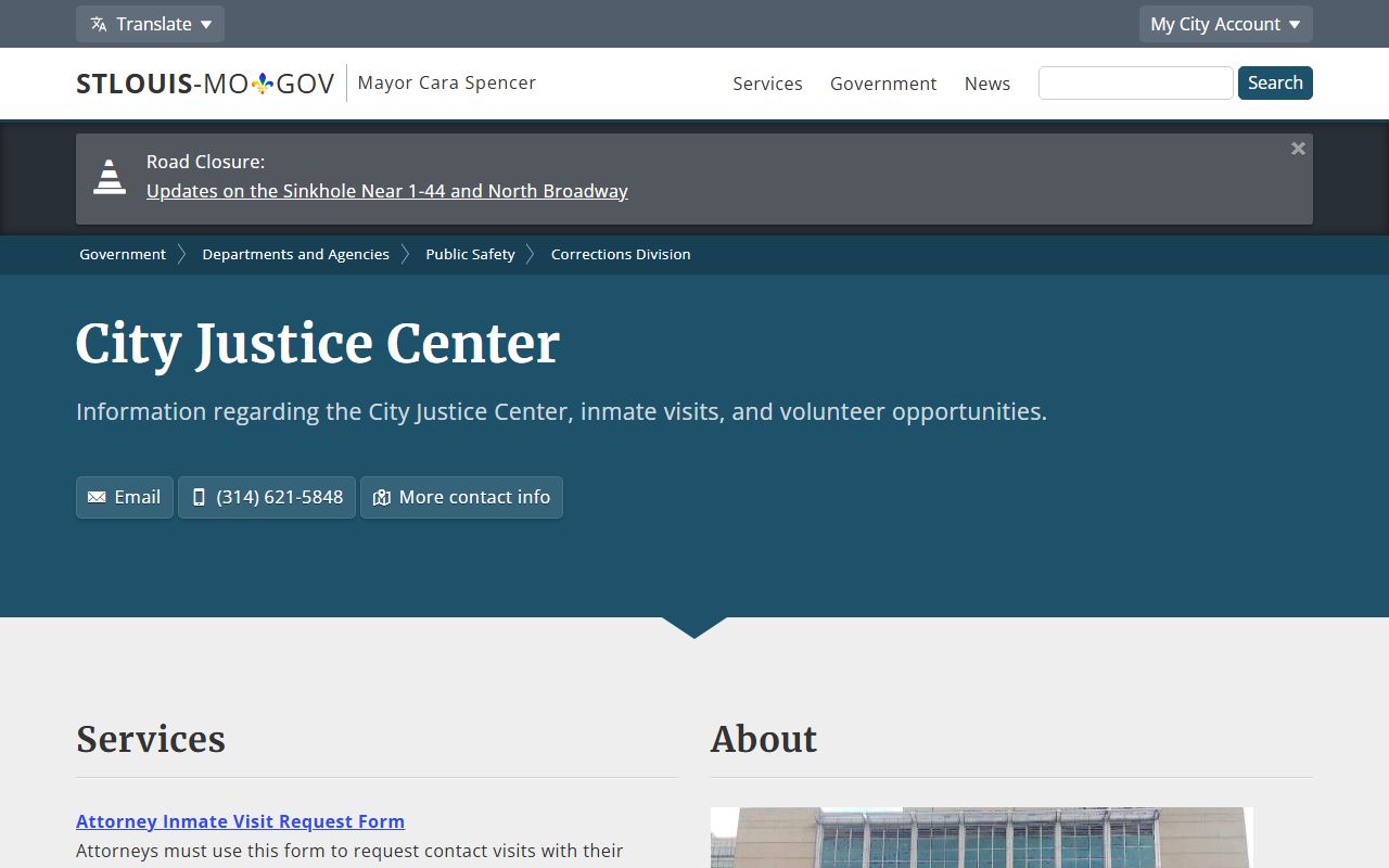 City Justice Center St. Louis City jail custody overview