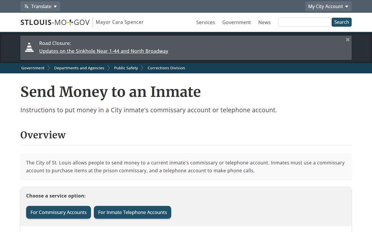 City Justice Center St. Louis City jail money deposit rules and fee